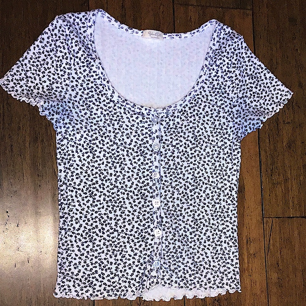 Brandy Melville, blue and white tee button up. :)